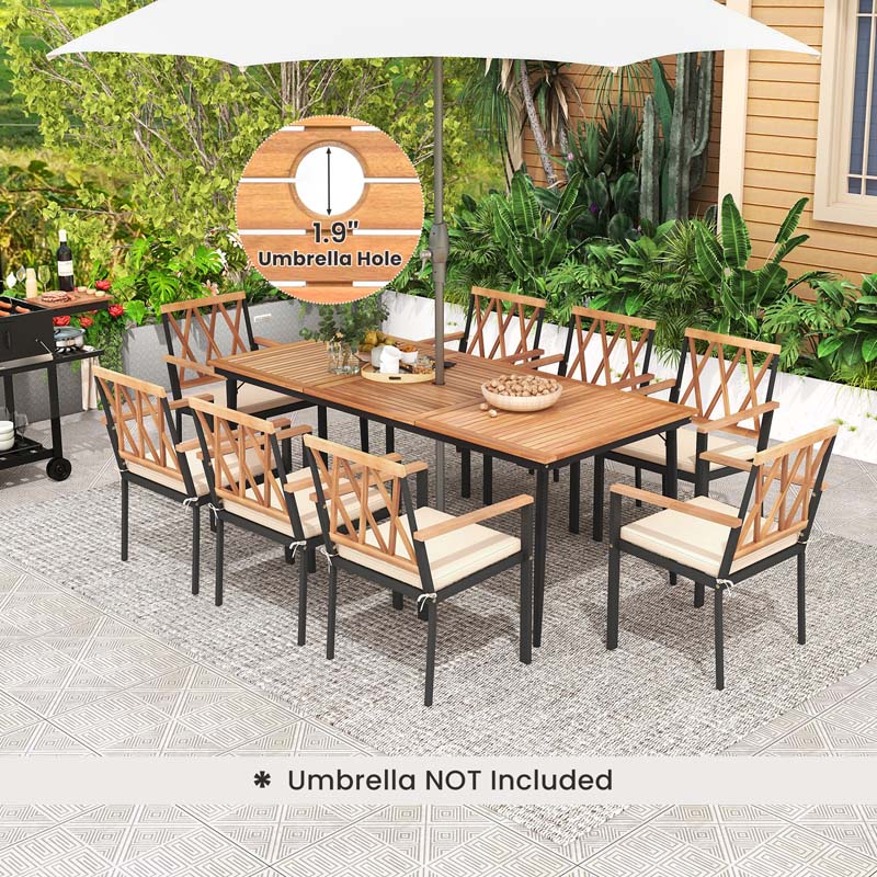 Eletriclife 9 Pieces Patio Dining Set with 1.9 Inch Umbrella Hole and Seat Cushions