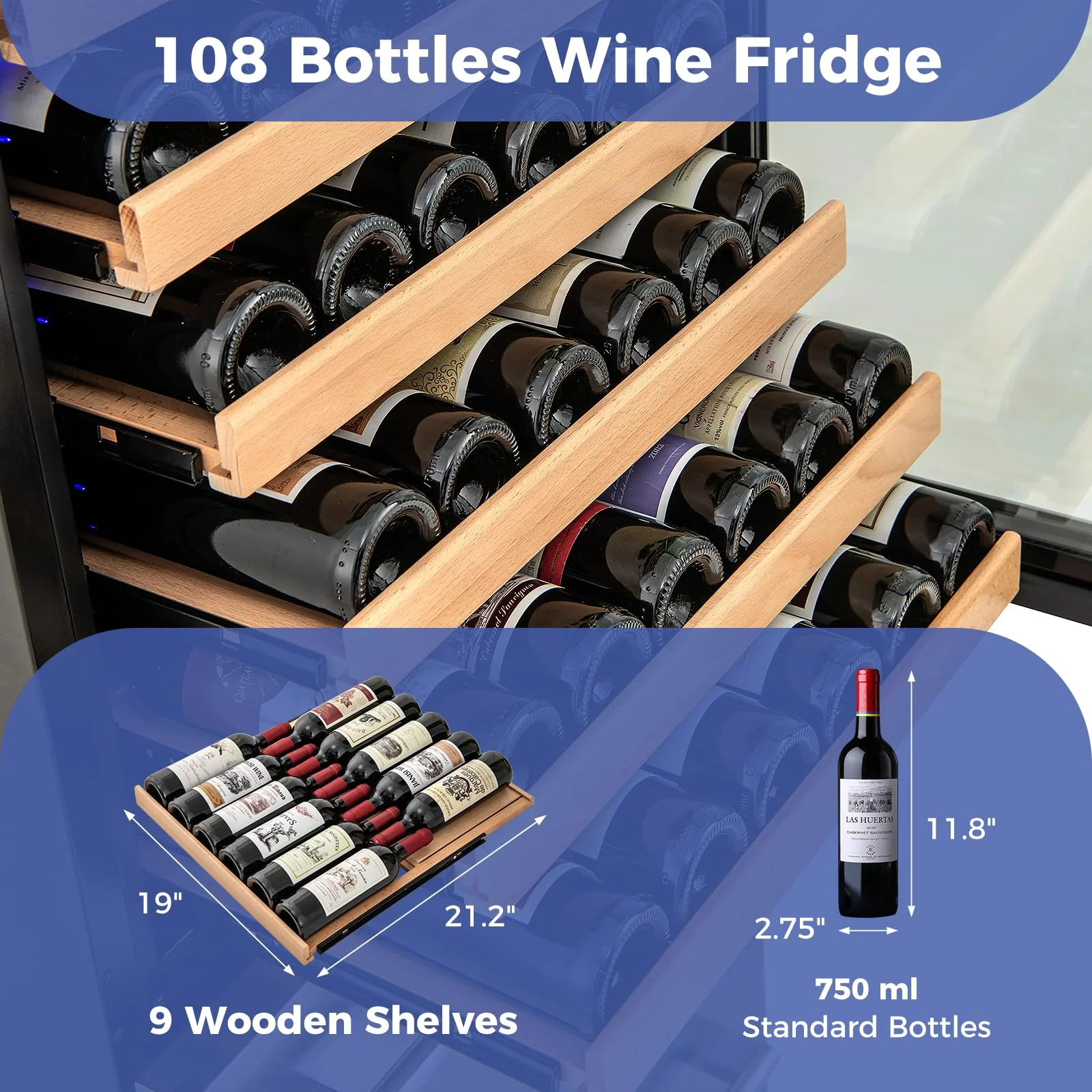 Eletriclife 24 Inch Wine and Beverage Refrigerator with Independent Temperature Control