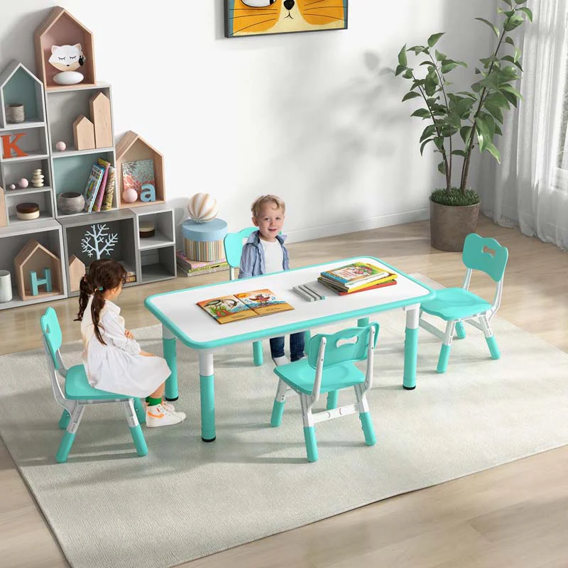 Eletriclife Kids Table and Chairs Set for 4 with Graffiti Desktop